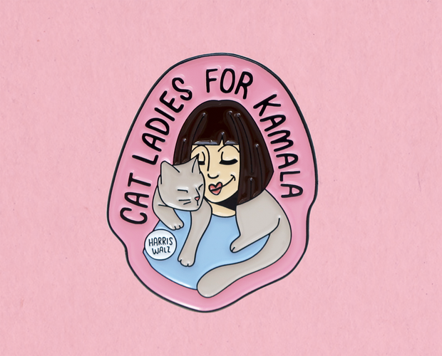 Cat ladies for Kamala enamel lapel pin