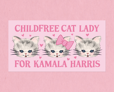 Childfree cat lady for Kamala bumper sticker