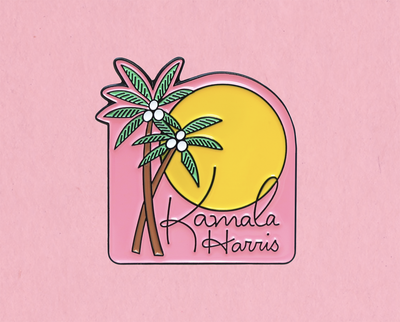 Kamala's coconut tree enamel lapel pin